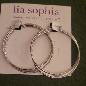 Lia Sophia Silver Hoop Earrings